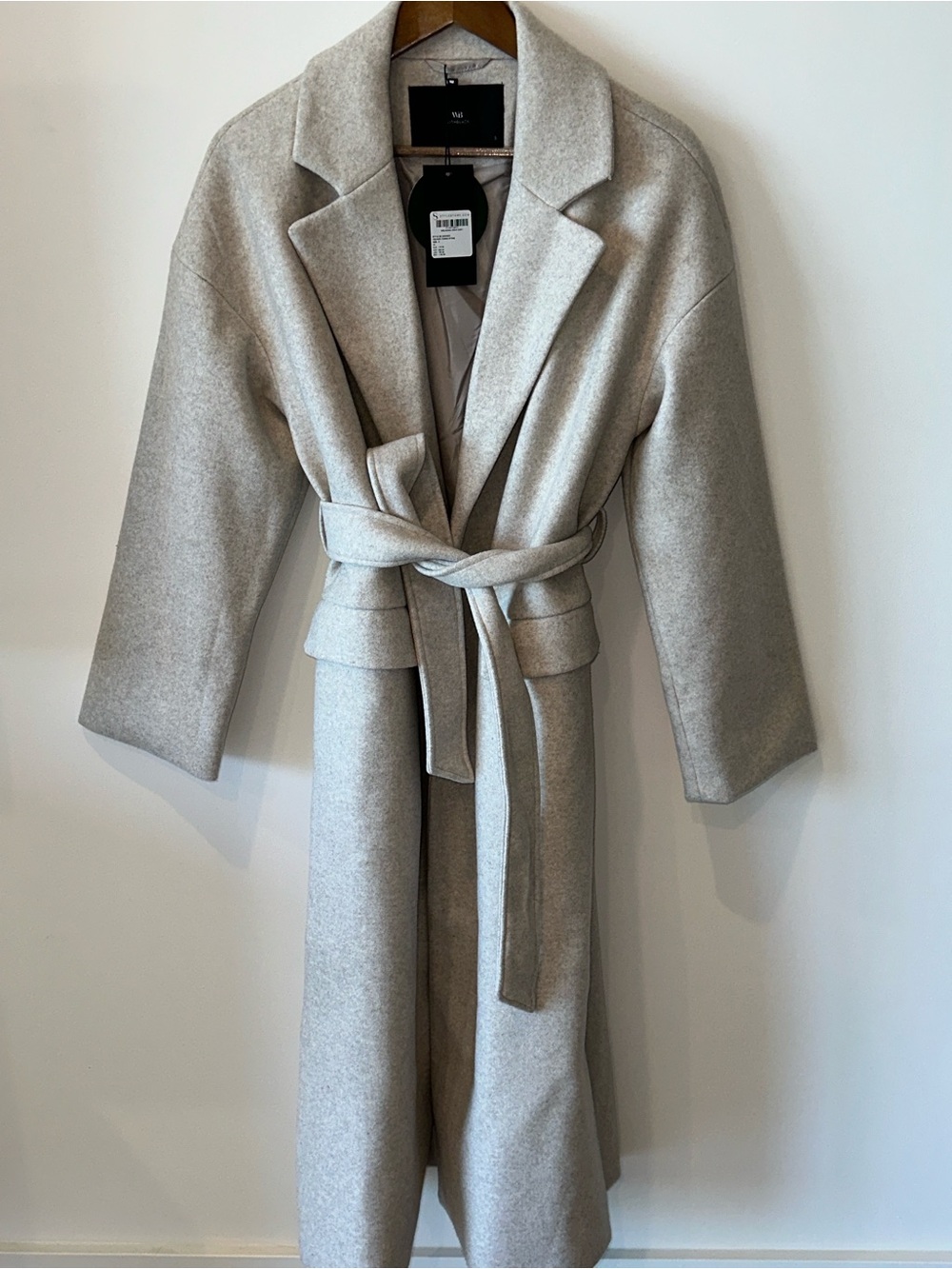 With Black Long Belted Robe Coat - Light Gray - Picture 4 of 16